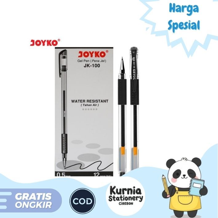 

Joyko Ball Point Gel / Pulpen Jel JK-100 & JK-100SN Black Hitam 0.5mm 1 Pack ( 12 PCS )