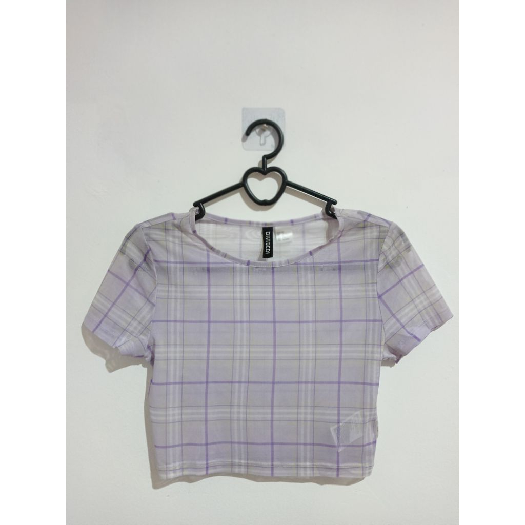 Preloved H&M 2000s Y2k Lilac Transparent Crop Top XS