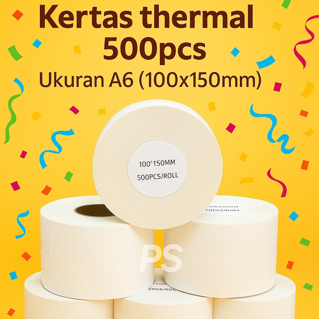 

Kertas Thermal Roll 500pcs Ukuran A6 (100x150mm)