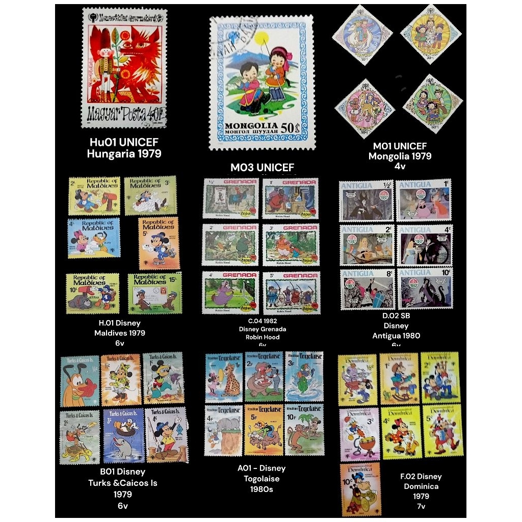 Perangko Disney karakter kartun anak2 UNICEF