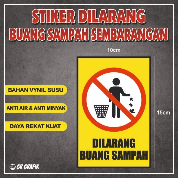 STIKER BUANG SAMPAH/STIKER DILARANG/STIKER DILARANG BUANG SAMPAH