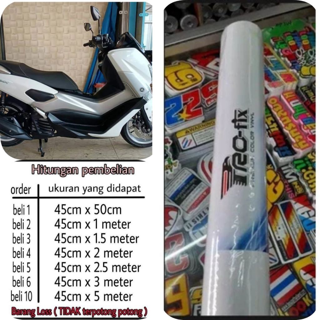 sticker skotli warna putih glossy skotlet motor