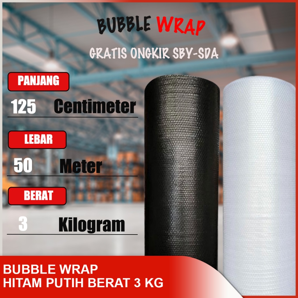 

SKYPACK Bubble Wrap Bening/Hitam 3kg Lebar 125cm Panjang 50meter Bubble 125cm x 50m