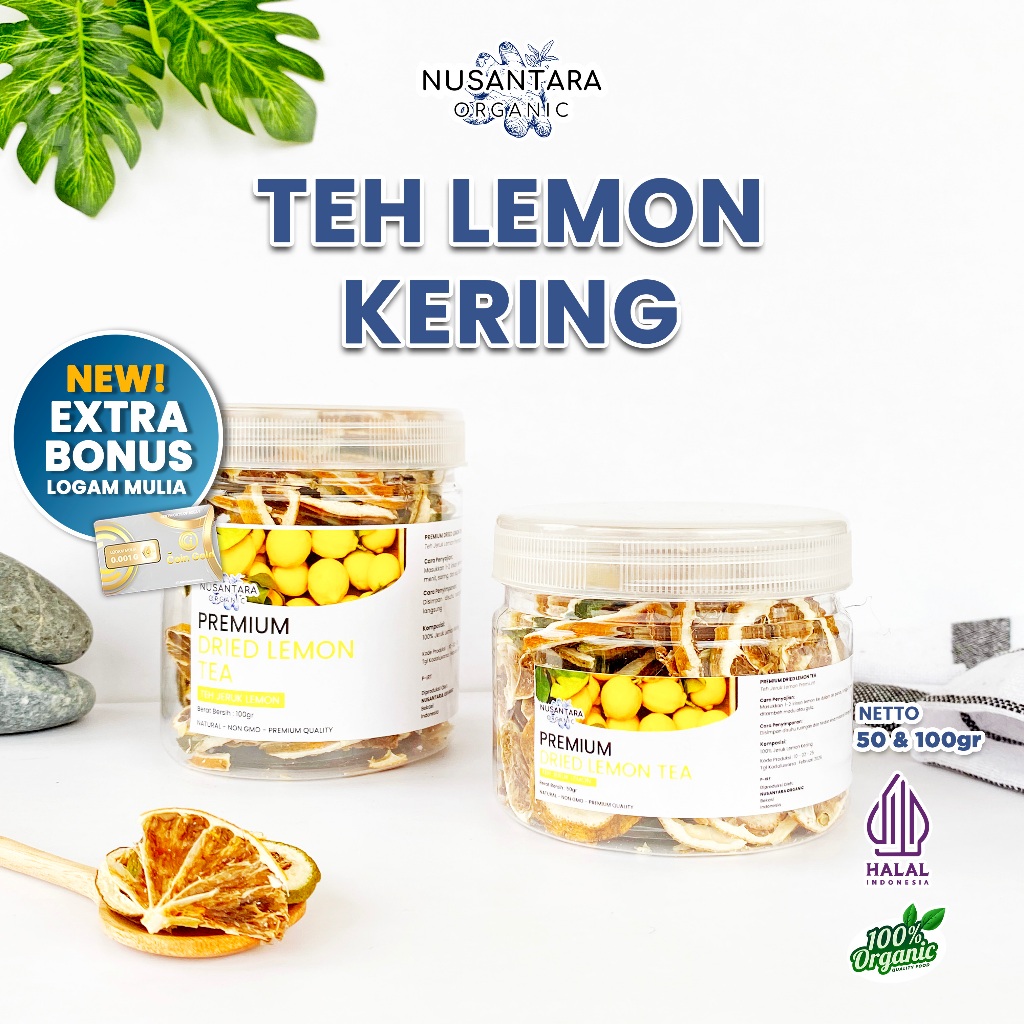

Nusantara Organic Lemon Kering Siap Seduh Dried Fruit Tea Irisan Alami Herbal Organik
