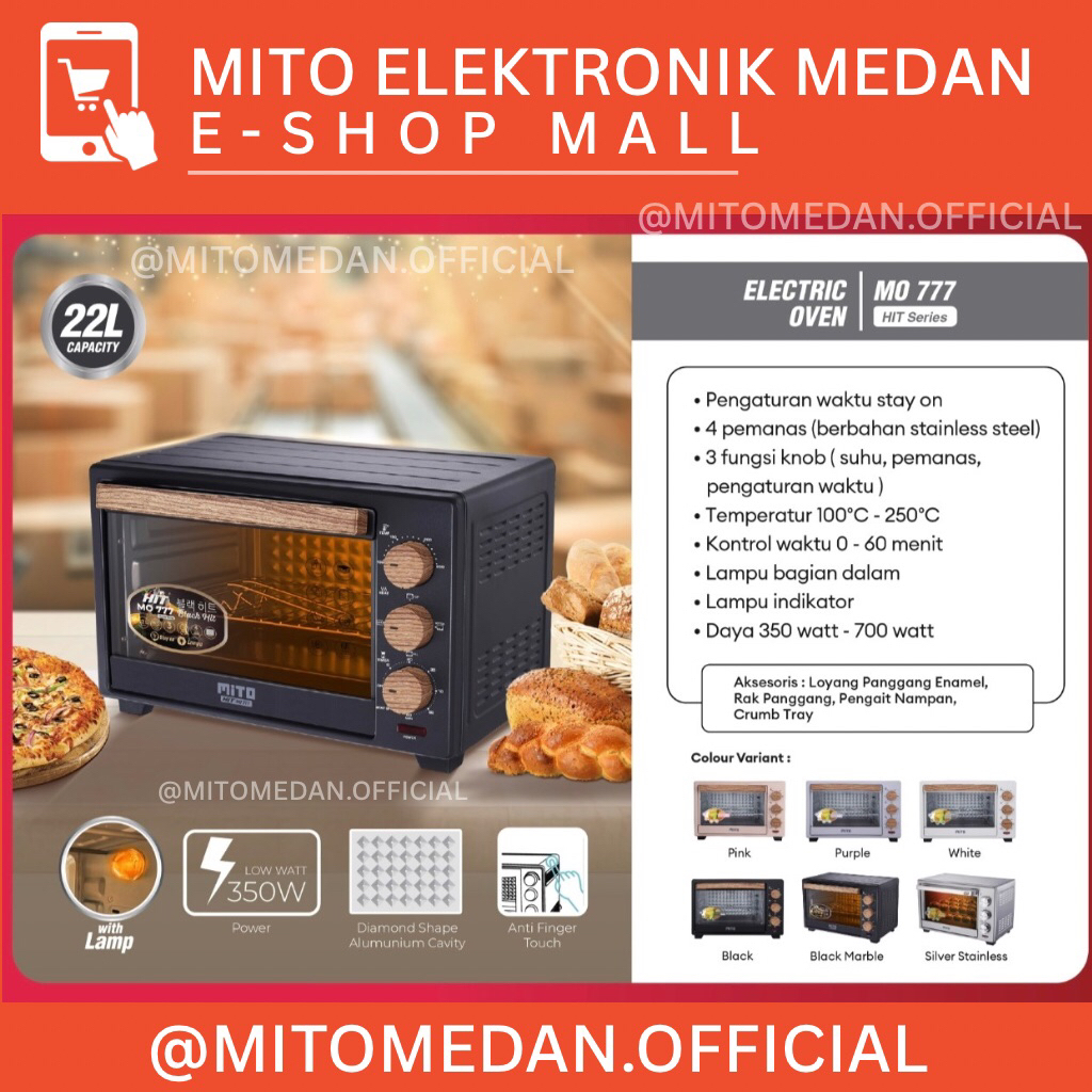 MITO MEDAN - MITO Oven Listrik HIT Wood Series MO777 22L Original Pemanggang Kue dan Makanan