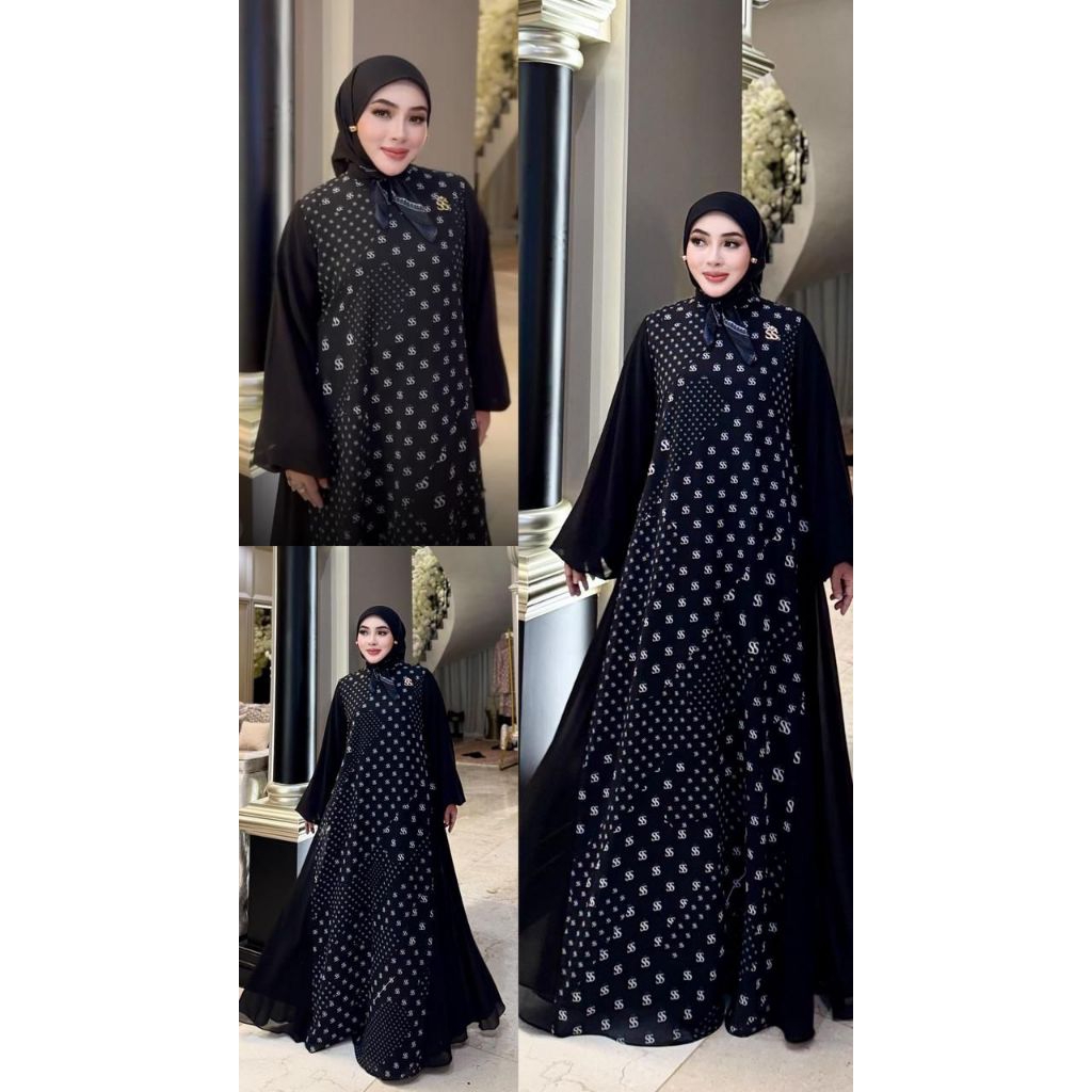 dress monogram hitam shella saukia