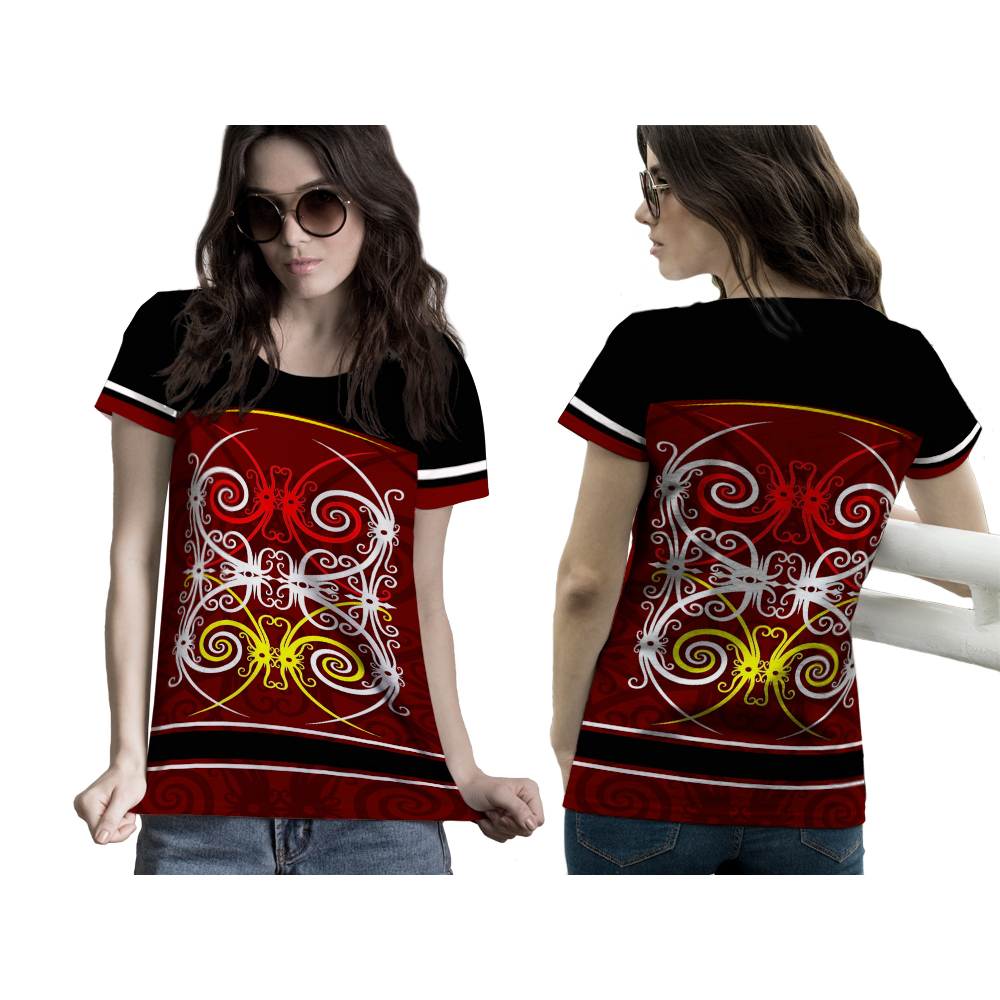 Baju Batik Dayak Baju Batik Dayak Kalimantan Wanita Kaos Motif Batik Dayak Anak/Dewasa Fullprint