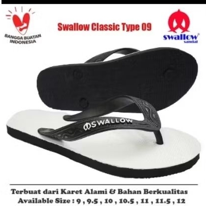 Sandal jepit Swallow (hitam putih)
