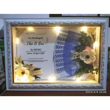 Kado Nikahan/Wedding/Mahar/Walimatul Ursy/JAM/Bingkai 3D Premium/Pigura/35x25/Figura