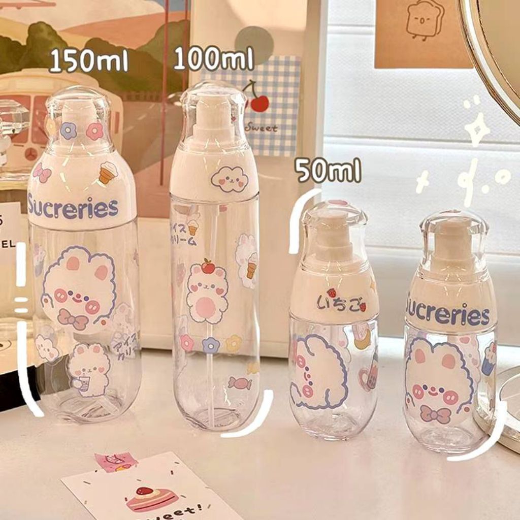 [Free Sticker] Botol Semprot Spray/ Botol Kosongan/ Transparan Bottle/ Botol Parfum Mini Gantungan