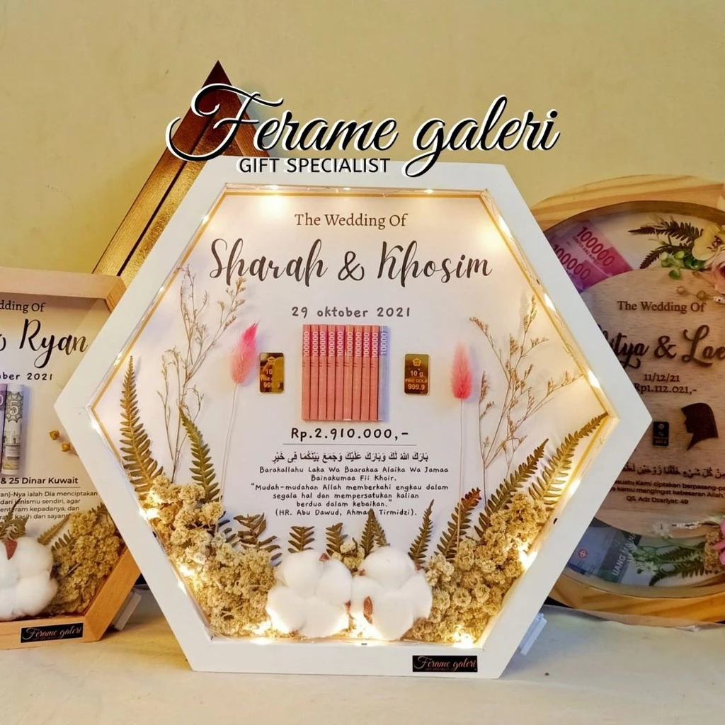Mahar-Pernikahan-Bingkai-3D-Hexagonal-Mahar-Rustic