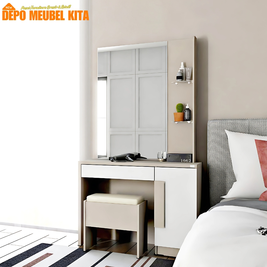 ACTIV KOFI MR 90 (Set Meja Rias Dengan Puff / Dresser Modern Minimalis)