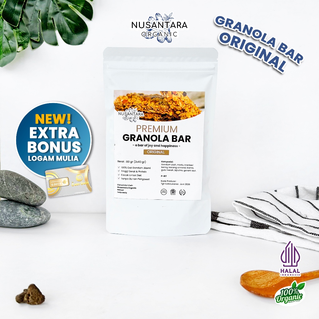 

Nusantara Organic Cemilan Diet Granola Bar Original Snackbar Healthy Snack Sehat Camilan