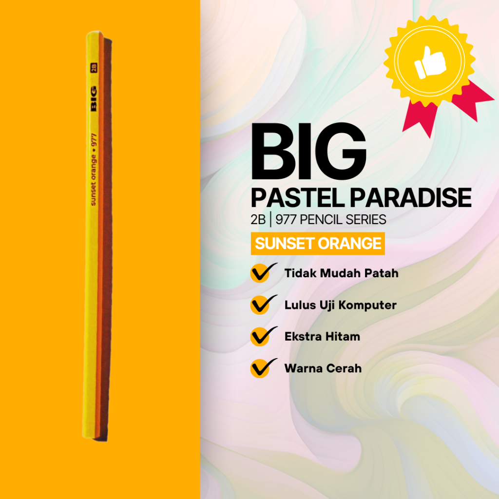 

Pensil Big Paradise 277 Series/Pensil Big Warna Pastel Sunset Orange/Warna Hitam/2B (1 Pcs)