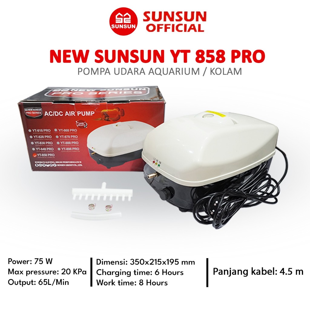 NEW SUNSUN YT 858/YT 868 PRO Pompa Udara Kolam Aquarium