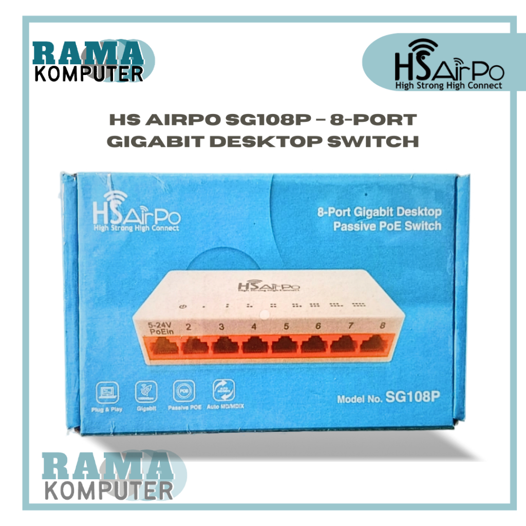 HS AIRPO SG108P – 8-PORT GIGABIT DESKTOP SWITCH PASSIVE POE