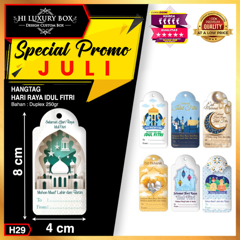 

Hangtag - Label Baju - Hangtag Idul Fitri - Duplex - Murah - 4x8 Hangtag Hari Raya H29