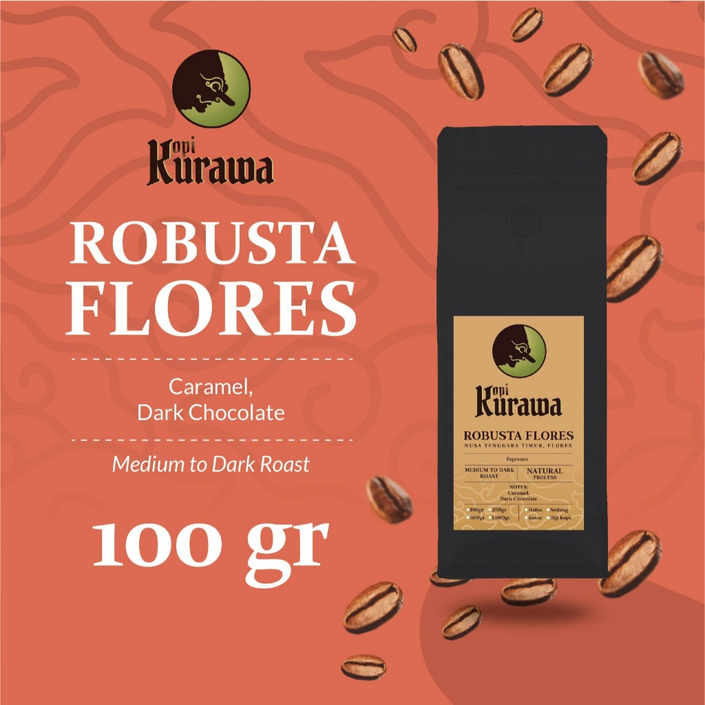 

Kopi Robusta Flores Bajawa Coffee Bean Roasted Beans Biji Bubuk 100gr