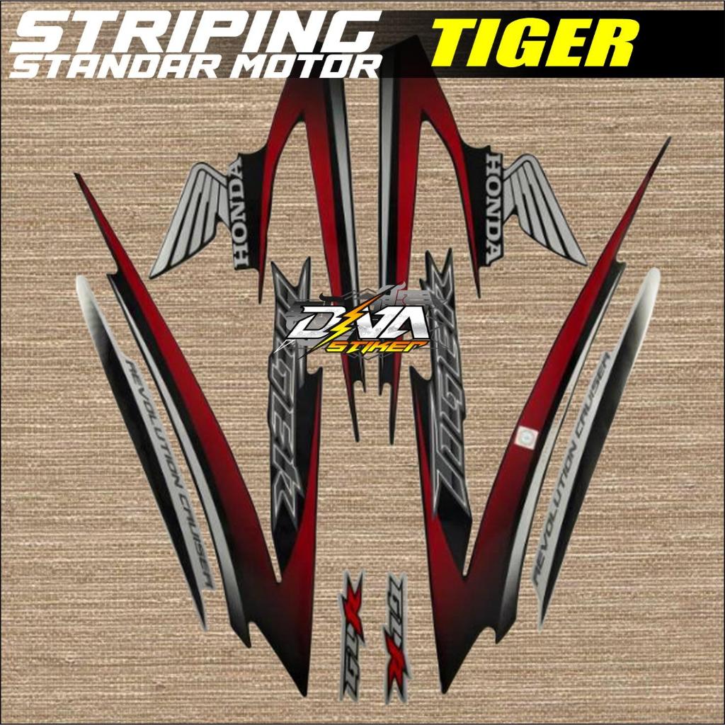 striping lis stiker standar ori Tiger 2009 hitam merah stiker ori Tiger Revo 2009 striping Tiger Rev