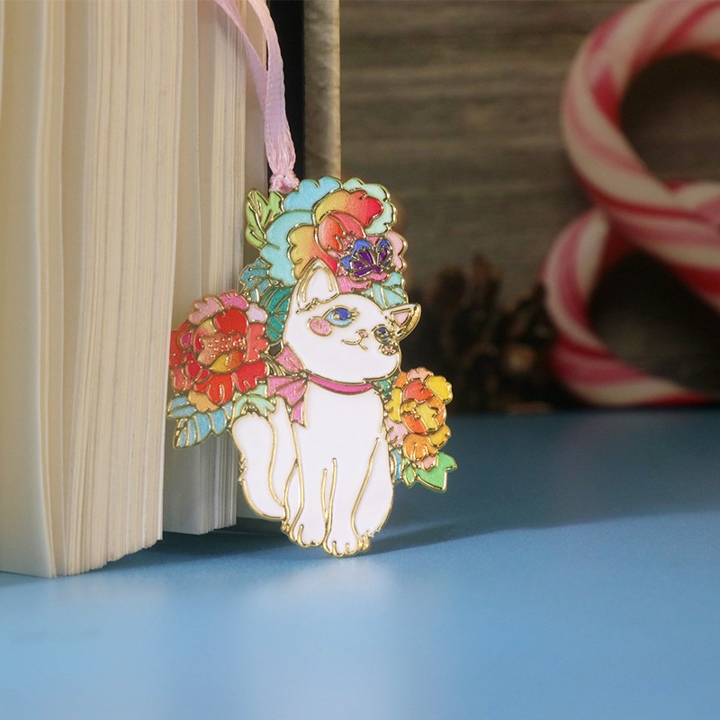 

SPECIALVORYU Pembatas Buku Logam Motif Bunga Kucing / Bookmark metal / Penanda Buku Berongga