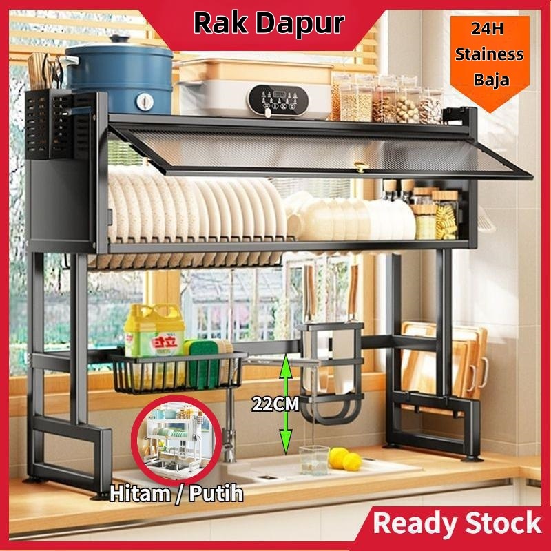 Rak Piring Wastafel Stainless Steel Rak Cuci Piring Dapur Rak Penyimpanan Piring Stainless Steel Rak