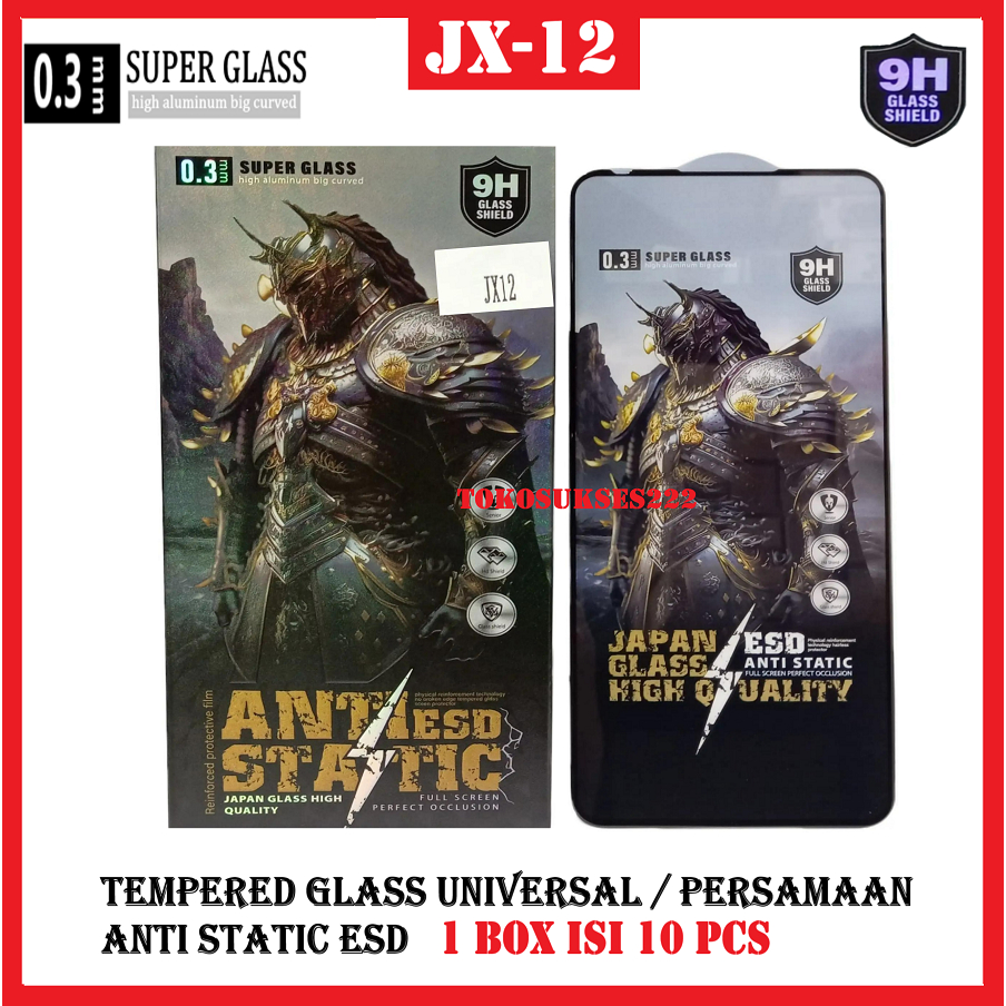 1 Box isi 10 pcs Tempered Glass Full Screen JX-12 Universal Japan Glass High Quality ESD Anti Static