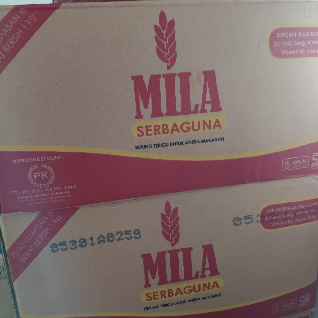 

Terigu Mila 1 karton isi 10 bks @1 kg