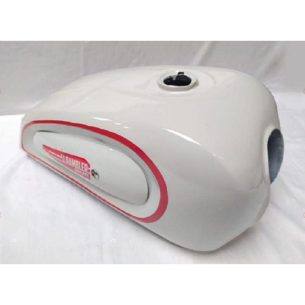 TANGKI  JAPSTYLE BRITISH BRATCAFE CAFERACER CUSTOM SCRAMBLLER DUCATI FUELPUMP INJEKSI WARNA PUTIH MO