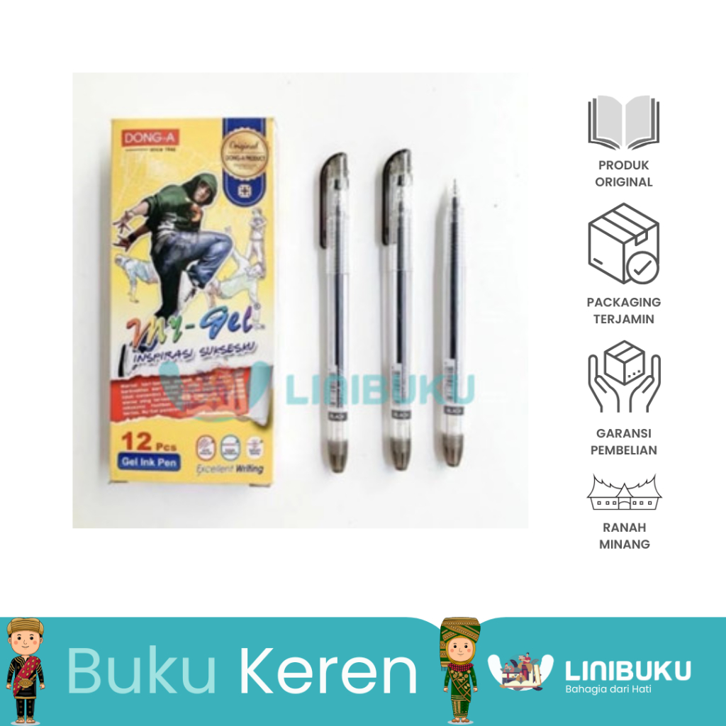 

PULPEN CAIR / GEL DONG - A MY - GEL 0.5 MM HITAM/BIRU/MERAH (ECER 1 PCS) - ATK
