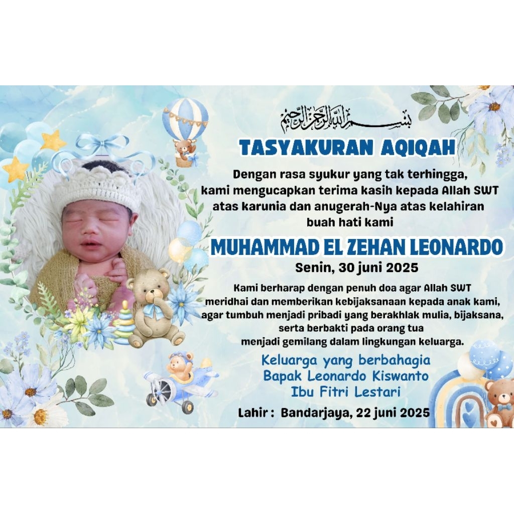 Jas Desain Kartu Tasyakuran Dan Aqiqah