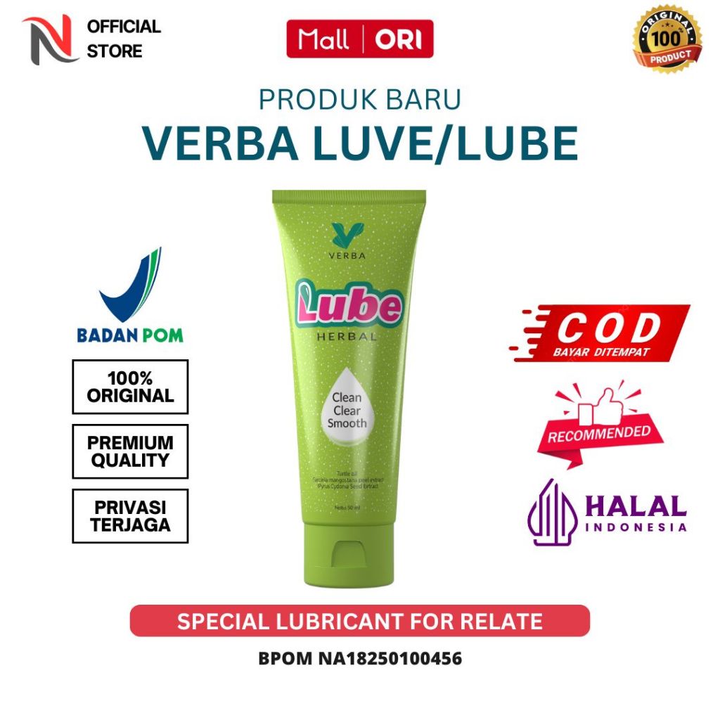 LUBE VERBA Pelicin Pelumas Pria Wanita Licin Maksimal Tahan Lama Original Aman BPOM