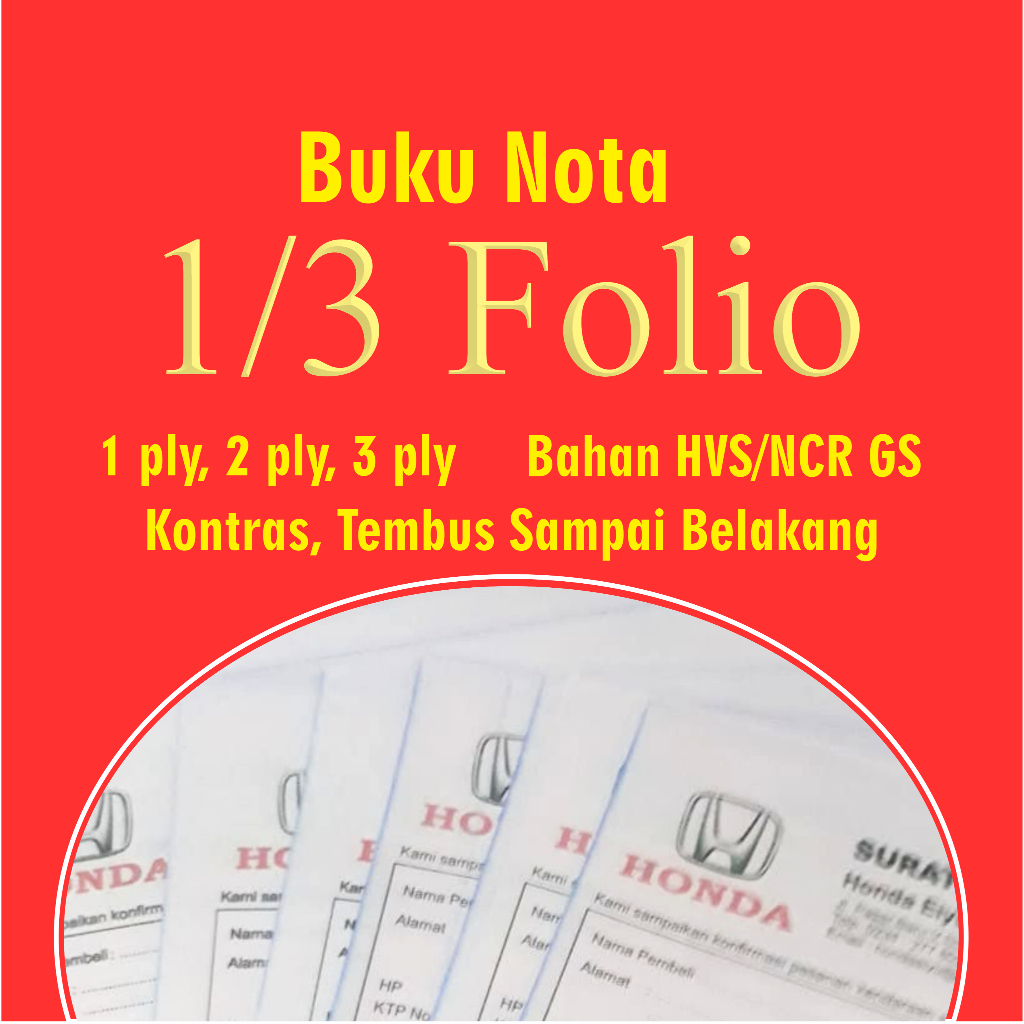 

Nota Kas Bon 1/3 Folio Isian Tembus Tanpa Karbon Murah