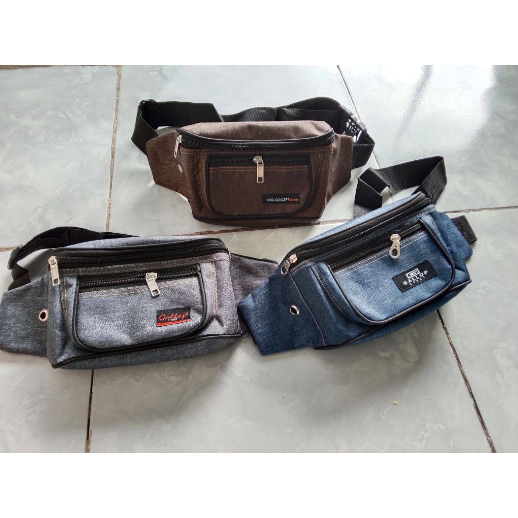 TAS PINGGANG KASUAL KANVAS/KAIN WAITSBAG TAS SLEMPANG PRIA