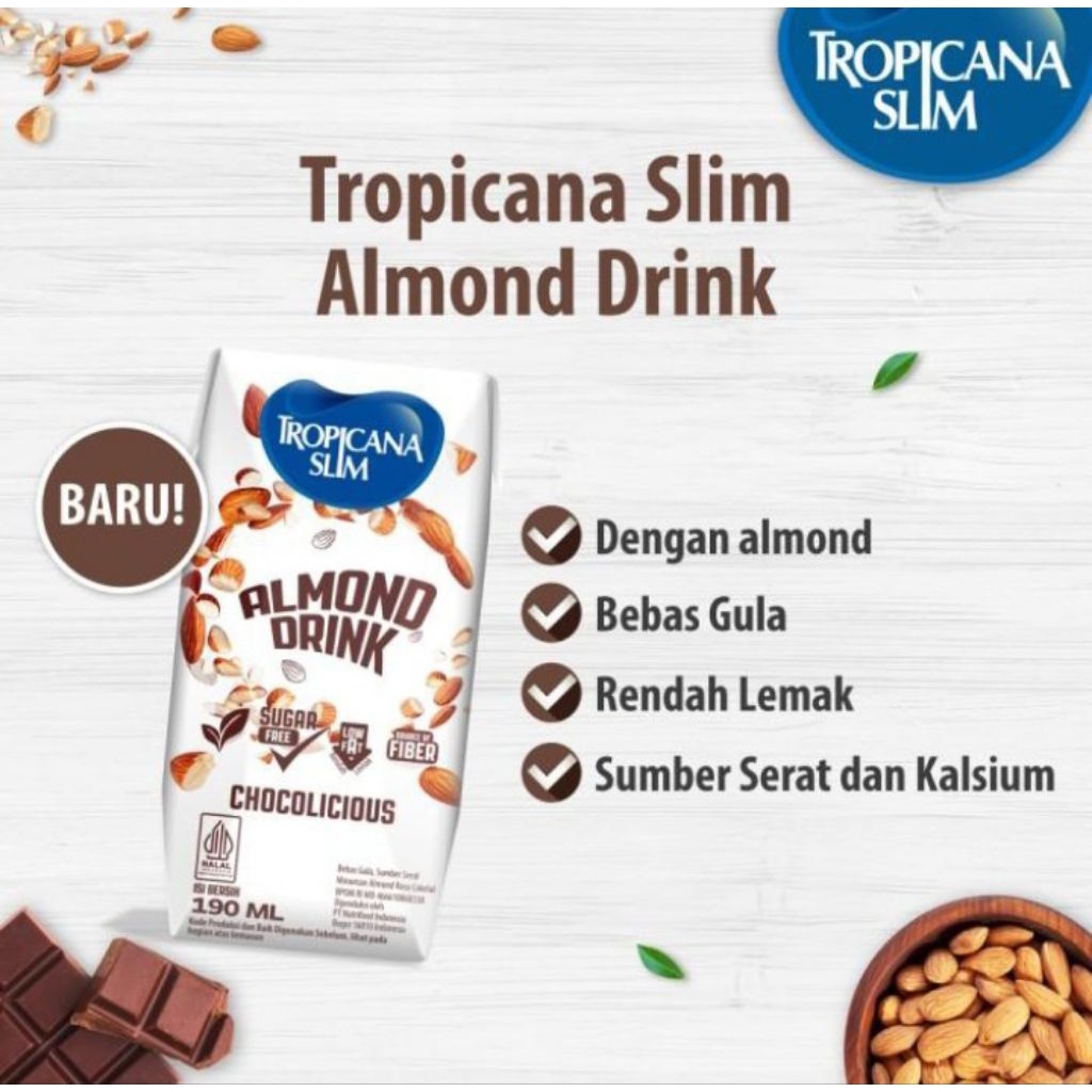 

tropicana slim susu almond bebas gula rendah kalori