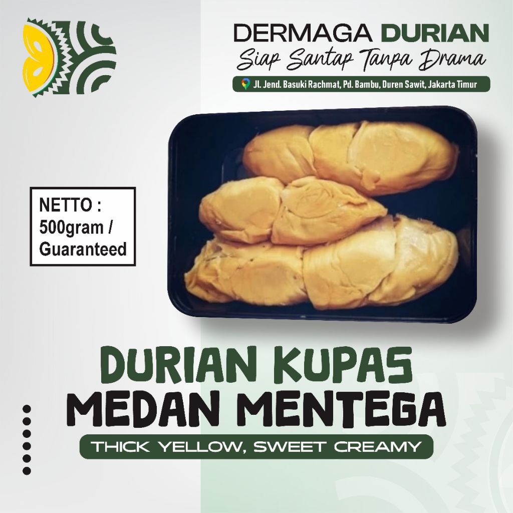 

DERMAGA DURIAN KUPAS MEDAN PREMIUM BLACK BOX 500GRAM/ BUAH MATANG POHON