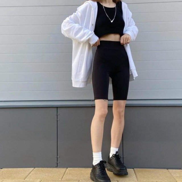 [ 501 BB 38 - 70 KG ] Legging Short Pendek Selutut Blackpink Legging Pria Wanita Pendek Sepaha Bahan