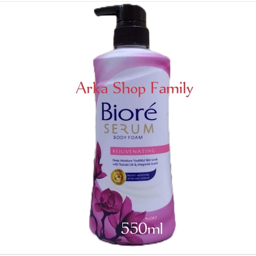 BIORE Serum Body Foam Rejuvenating Pump 550ml Botol Pompa Sabun Mandi Cair