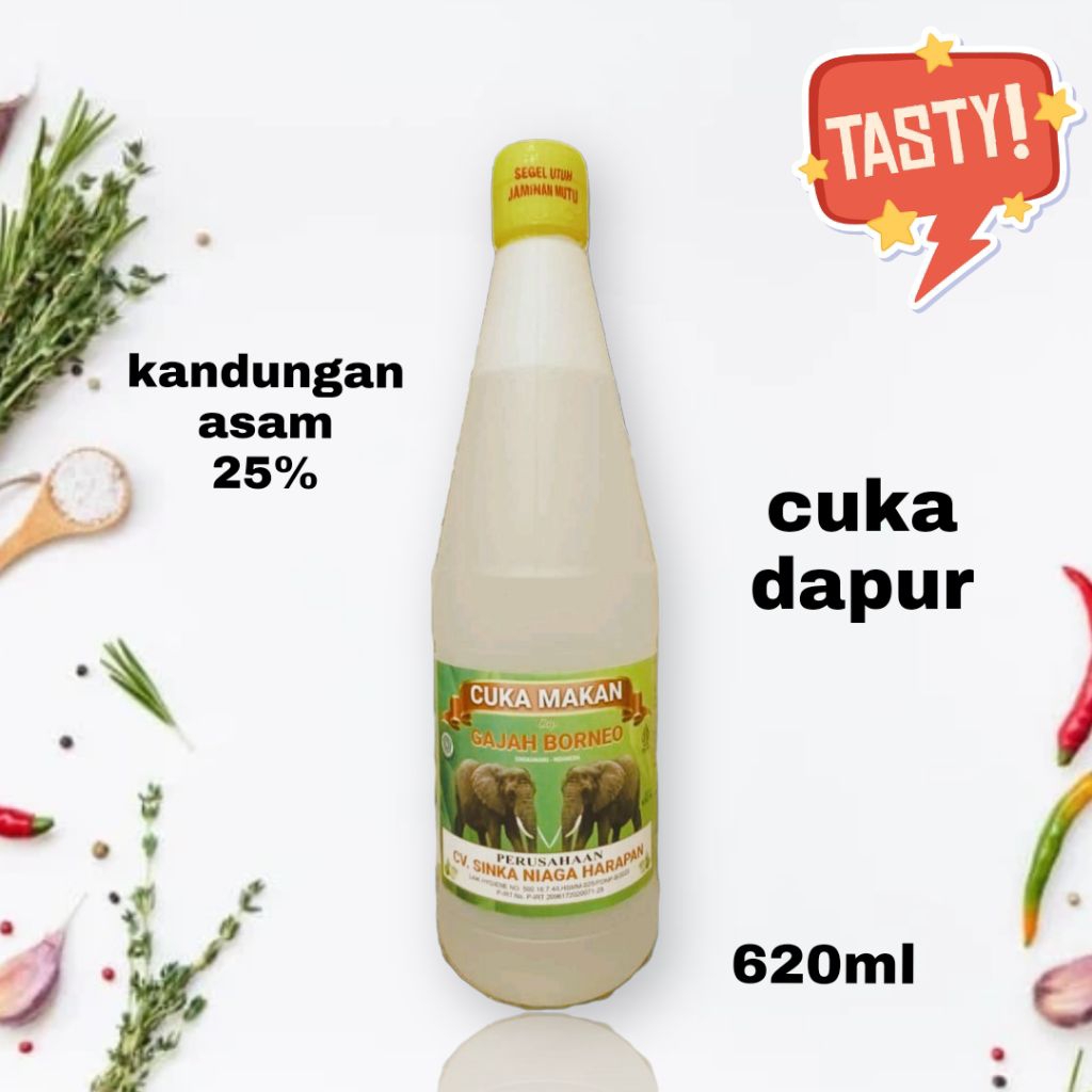 

cuka putih cuka dapur gajah borneo kandungan asam 25% isi 620ml