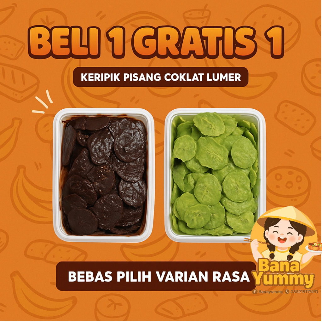 

(BELI 1 GRATIS 1) Keripik Coklat Lumer 1000 ML I Keripik Pisang Coklat Cemilan Termurah By BanaYummy