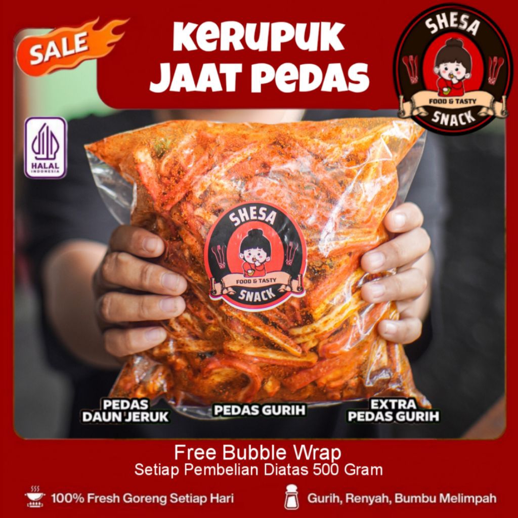 

500gr kerupuk beton jaat pedas gurih original gurih dan extra pedas gurih