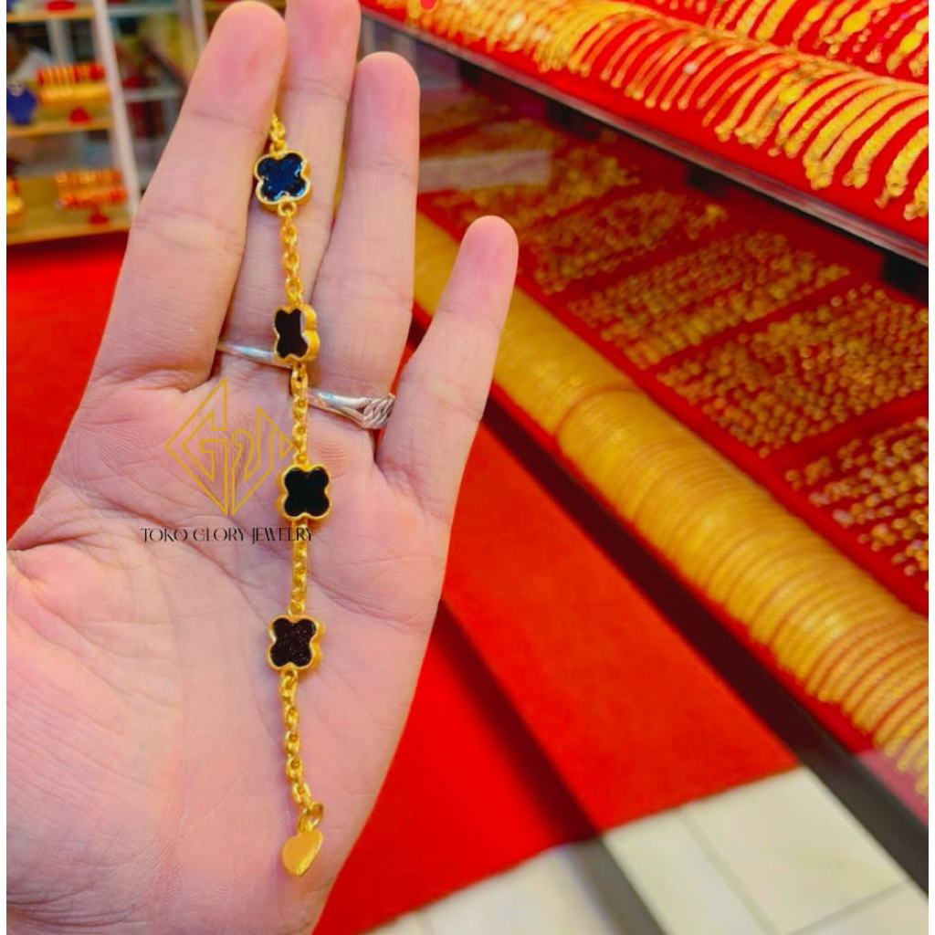 gelang clover hitam emas malaysia