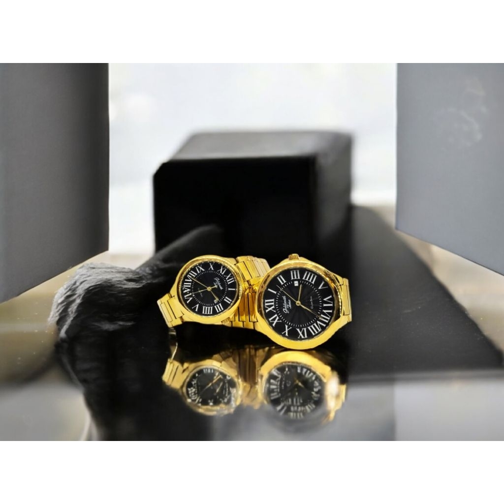 Jam Tangan Couple GoldsmithTime GST - 8051 PRIA / 8052 WANITA RT GOLD DIAL BLACK