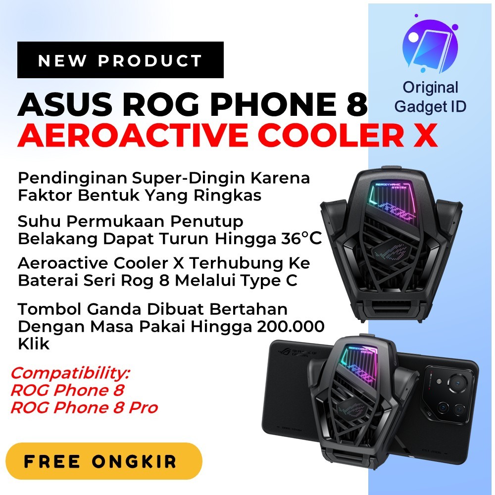 Asus ROG Phone 8 AeroActive X Original Cooler Fan ROG8 Aura RGB Light