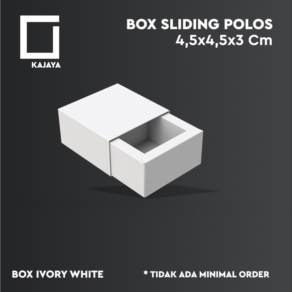 

Box Sliding Polos 4,5x4,5x3 cm Kemasan Sabun Kado Cincin Korek Api Aksesori Kecil