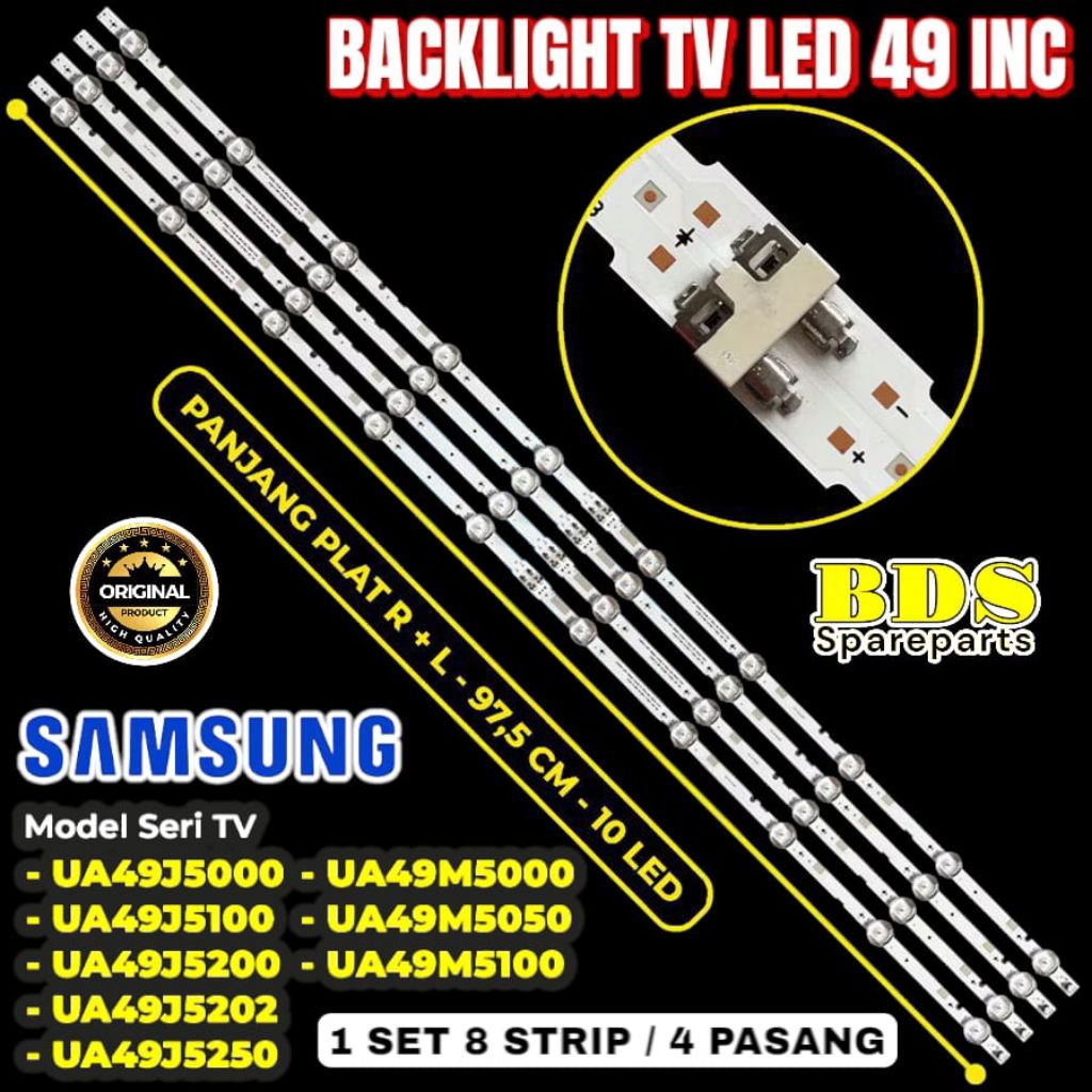 BACKLIGHT TV LED SAMSUNG 49 INC UA49M5000 UA 49M5100 UA49M5200 UA49M5050 UA49J5250 UA49J5200 UA49J52
