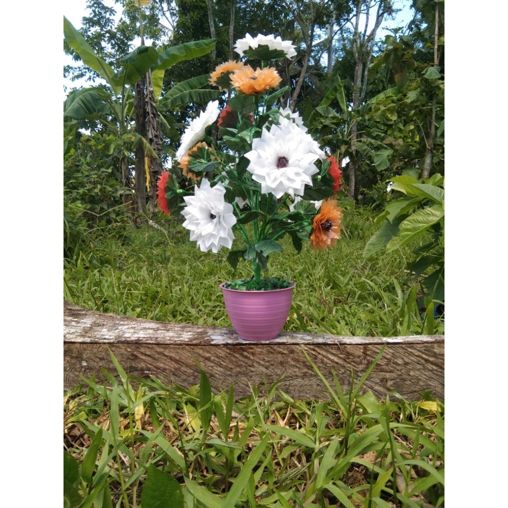 kerajinan tangan bunga matahari dari plastik kresek