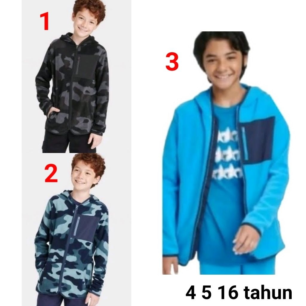 Jaket hoodie zipper anak laki cowo All in motion 4 5 16 tahun jacket hitam navy biru