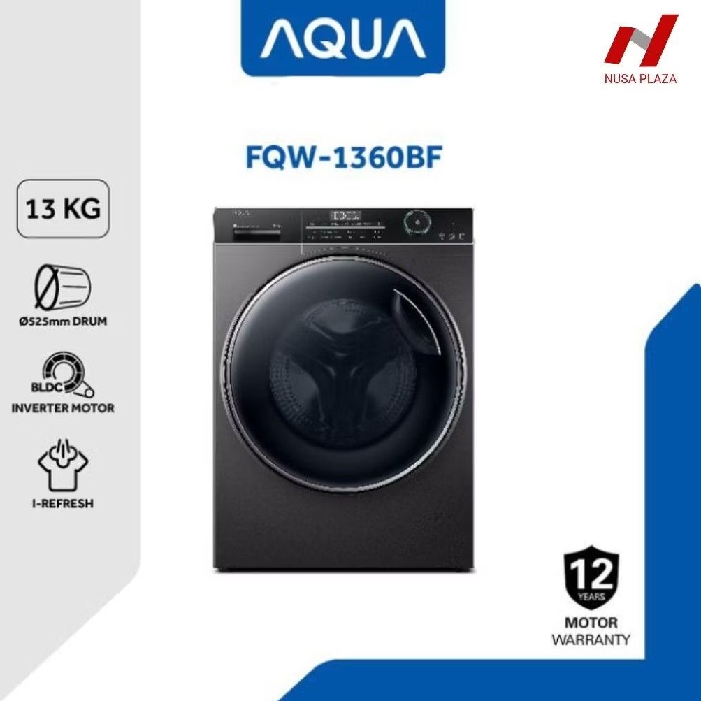 MESIN CUCI AQUA FRONT LOADING INVERTER 13 Kg LOW WATT FQW-1360BF