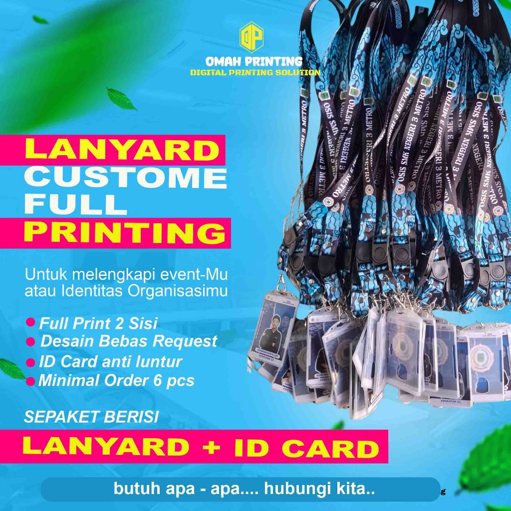 

CETAK SEPAKET LANYARD ID CARD DAN FRAME CASE STANDAR UKURAN 2 CM/1,5 CM 2 SISI BAHAN TALI TISU