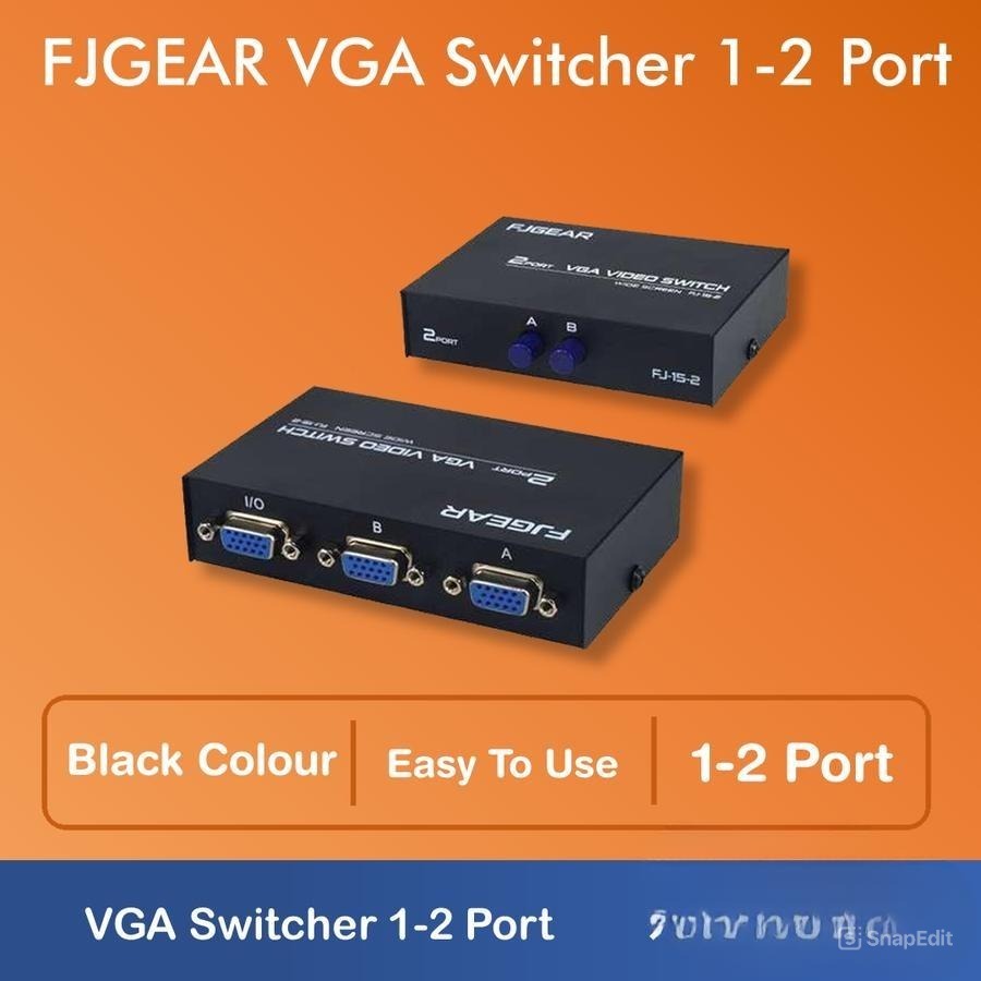 VGA Switch 2 Port / 4 Port FJGEAR VGA Switcher Manual 2 Input 1 Output Monitor / Proyektor Garansi 1